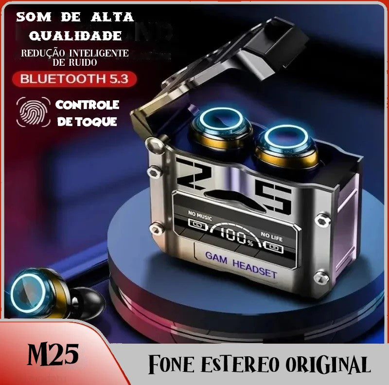 M25 TWS Fones De Ouvido Estéreo Bluetooth, Designe Super Moderno, Redução De Ruído, com microfone.